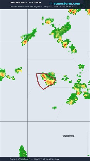 Dolores, CO; Montezuma, CO; San Miguel, CO Considerable Flash Flood Warning