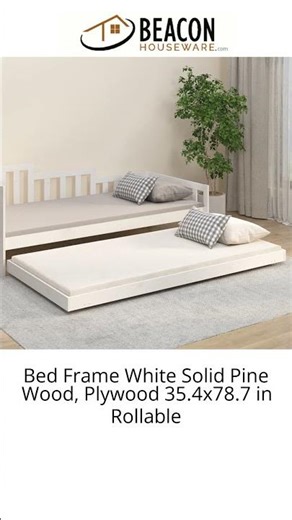 Bed Frame White Solid Pine Wood Plywood 35.4X78.7 in Rollable