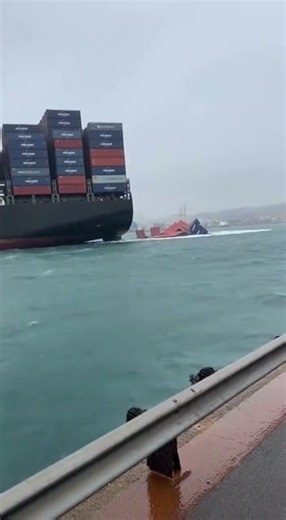Cargo Ship Drops Containers Into Ocean Near Port 😳🌊 #CaughtOnCamera #Shipping