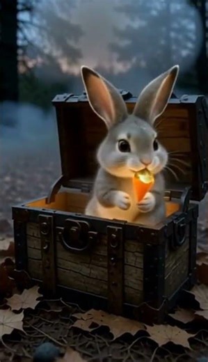 💥🐇Rabbit EXPLODES Out of Treasure Chest With a Glowing Carrot! cutecute360 #trending #viral #shorts