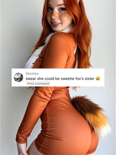 Caption: Feeling a little foxy today! 🦊✨ Someone commented that I look like Sweetie Fox’s sister... what do you think? 😉🧡 Drop a 🦊 if you’re part of the Ruby Red squad! 👇 #RubyRedVibes #redhead #fox #cosplay #ginger #fitcheck #trending #viral #fyp #foryou #ootd 🧡🦊#RubyRedVibes #redhead #freckles #foxcosplay #ginger #foxtail #cosplayer #baddie #fitcheck #digitalart #aicreator #fyp #foryou #viral #trending @vesstan #redhair #foxears #foxy