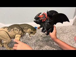 How to train your Dragon 2025 red death chomping rampage with mini figure toothless ￼