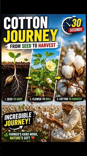 🌱 Cotton Journey: From Seed to Harvest in 30 Seconds | Amazing Cotton Growth #Shorts