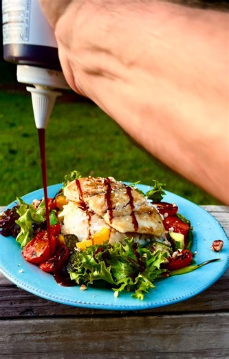 Snapper - Zucchini, Peppers, Greens, Scallions, and Rice topped with a Garlic Soy Ginger Sauce, Lime, and Pecans | Mark Johnson