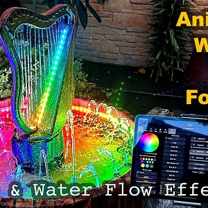Animated Fountain with LED-Driven Water Effects