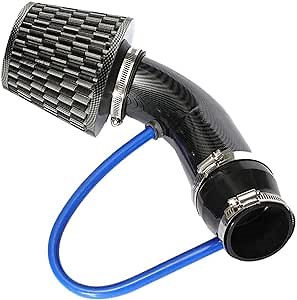 Partol 3" Universal Cold Air Intake Kit Aluminium Automotive Air Intake System Cold Air Intake Pipe Induction Flow Tube Kit - Black