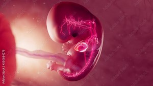 3d rendered medical animation of an embryo's cardiovascular system at 10 weeks