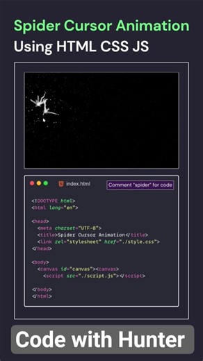 Spider Cursor Animation #codewithhunter #spider #coding #pythonprogramming #cursor #animation