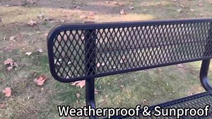 6FT Outdoor Metal Park Bench with Backrest, Outdoor Black Bench, Heavy-Duty Expanded Metal Picnic Bench Steel Mesh Portable Seating Patio Bench for Garden, Porch, Park,School,Road Sports