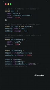3 ways to create objects in JavaScript | JavaScript Interview Question #coding #javascript #shorts
