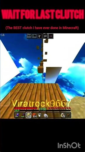The BEST clutch I have ever done in Minecraft... #minecraft #viratrock9667 #shorts #parkour