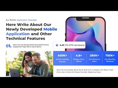 App Presentation Slide Template with Phone Mockup