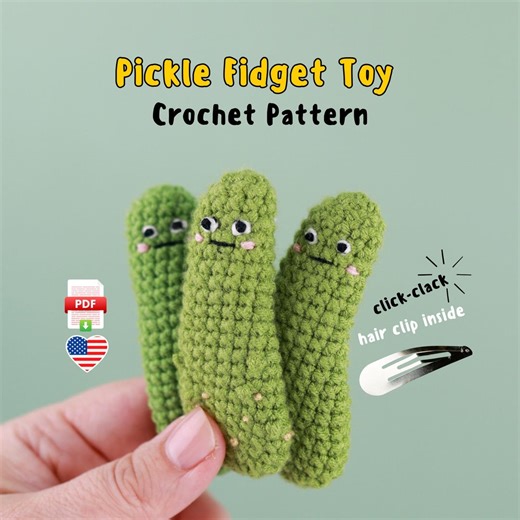 Crochet Pickle Fidget Clicker Toy Pattern PDF, Positive Pocket Friend Amigurumi Tutorial - Etsy