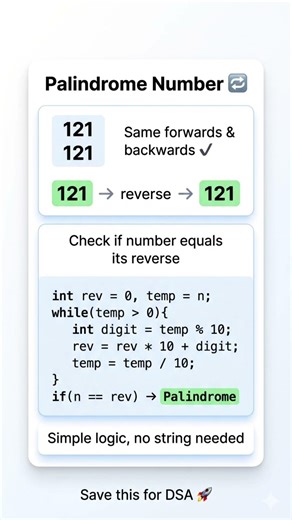 Check Palindrome Number in Seconds 🔥 #shorts
