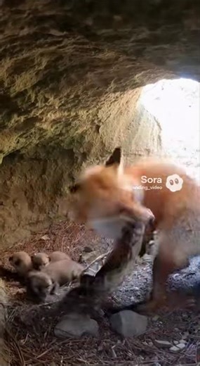 Mother Fox Protects Her Cubs From a Snake 🦊🐍