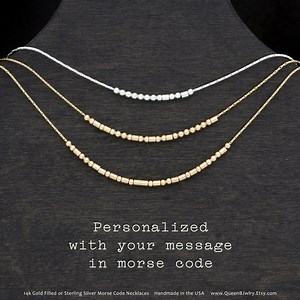 Custom Morse Code Necklace, Personalized Morse Code Hidden Message Jewelry, Dainty Necklace Gift for Her, Gold Fill or Sterling Silver - Etsy