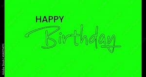 Happy birthday text animation with celebration on green screen background. animated happy birthday greeting card for special day celebration. 4K Particle Glitter