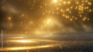 Golden Light Explosion. Sparkle and Glitter Erupt for a Spectacular Reveal. Celebration, Award Show, Product Launch Concept.