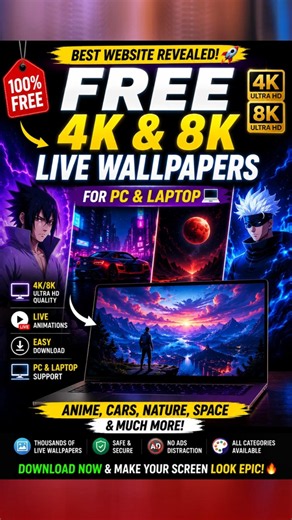 Download Amazing 4K/8K Live Wallpapers FREE for Windows PC & Laptop 🔥Best Free Live Wallpaper Websit