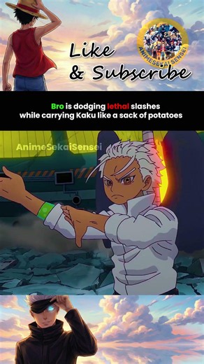 Zoro is dodging lethal slashes while carrying Kaku like a sack of potatoes... #onepiece #anime