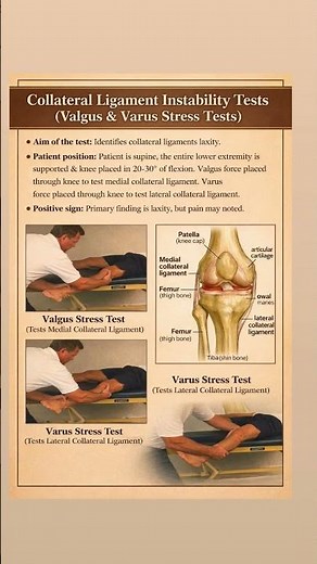Collateral Ligament Instability Tests(Valgus & Varus Stress Tests)• #painrelief #kneepainrelief