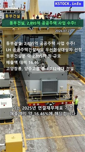 동부건설, 2,895억 공공주택 사업 수주! LH 민간참여 프로젝트 우선협상대상자 선정!