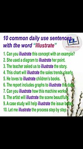 6K views · 108 reactions | 10 common daily use sentences with the word "Illustrate" #englishsentences #dailyenglish #englishlearning #spokenenglishpractice #spokenenglish | English Learning | Facebook