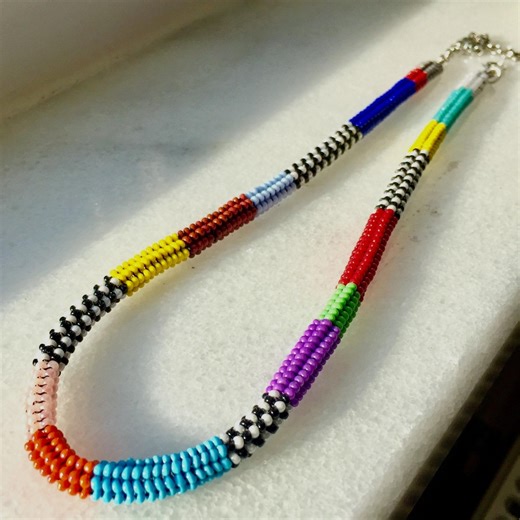Handmade Colorful Seed Bead Choker: Woven Rope Necklace, Birthday Gift Her, New Years Eve, Jewelry Gift Her - Etsy