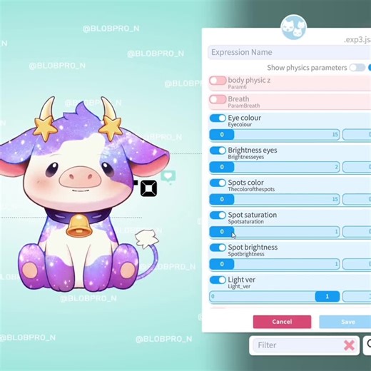 Premade Vtuber Model Live2d Cow Customizable Color Cows - Kawaii Animal Anime - Etsy