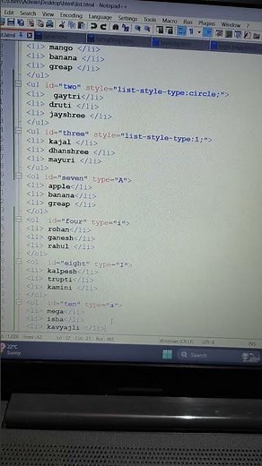 HTML List Tags | List Tags | All List Tags For HTML | #shorts #html