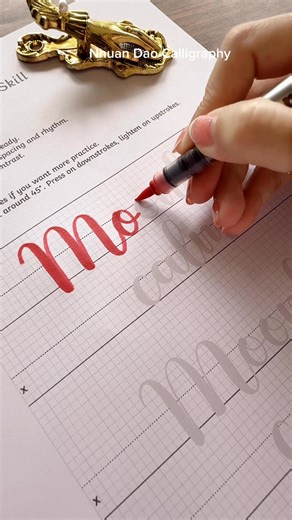 54K views · 77 reactions | Practice brush lettering with me. Worksheet on my Patreon #nhuandaocalligraphy | Nhuan Dao Calligraphy | Facebook