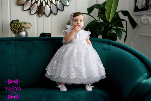 White Baptism Dress for Baby Girl, Baby Blessing Dress, Christening Gown, Baptism Dress for Toddler Girl - Etsy