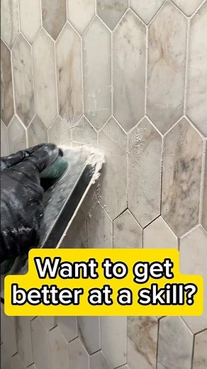 Bathroom Remodel: Grouting Marble Tile Backsplash Wall