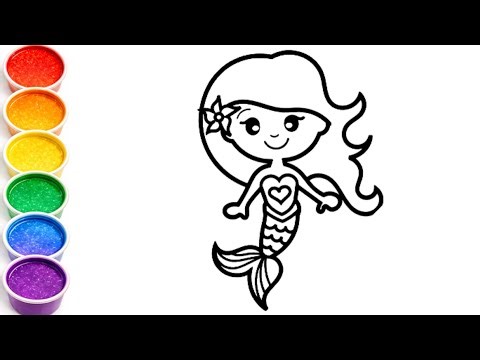 Cute Rainbow Mermaid Drawing, Painting & Coloring For Kids Toddlers_ Kids Art