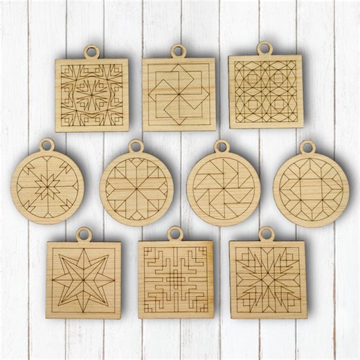 Set 8 - DIY Barn Quilt Pattern Ornaments Painting Kit, DIY Craft Kit, Ornament Painting Kit, Christmas Craft, Holiday DIY, Holiday Party CO8 - Etsy