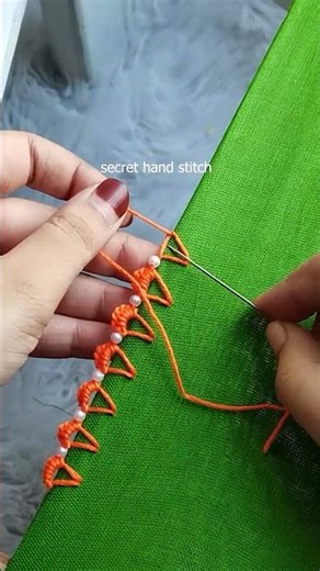 Lace Tutorial : Hand Embroidery so beautiful border design #shortsfeed #embroiderylover #viralshort