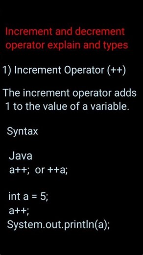 Increment and decrement operator in java language | type of increment and decrement operator | #java