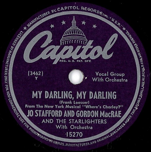 Jo Stafford & Gordon MacRae With The Starlighters - My Darling, My Darling / Girls Were Made To Take Care Of Boys