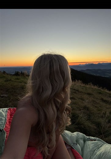 I overslept so hard I woke up on a mountain #hikinggirl #sunrise #mountaingirl #alps #wandern