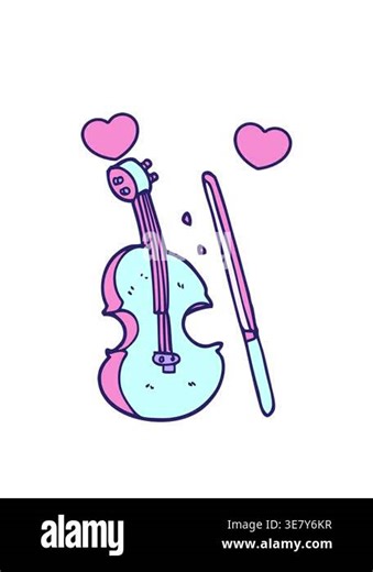 spinning hearts animation of cartoon doodle violin and bow Stock Video Footage - Alamy