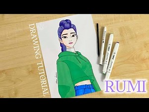 How to draw Rumi from Kpop Demon Hunters in casual wear