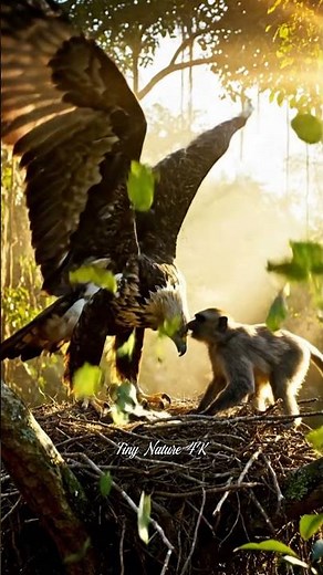 African Crowned Eagle Defends Nest from Monkey Raid | Ultra Realistic 4K Jungle Defense