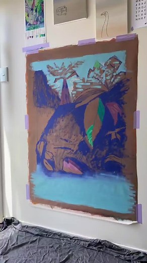 Here’s a little more progress on the mammoth ferny waterfall scene that is occupying my wall at the moment. I had a little more fun putting down some of the darks today. They’re possibly not dark enough, but we’ll see once I get more colour on. For the moment I’m enjoying how it’s shaping up! #newzealandart #artcollector #workinprogressart #contemporarylandscape