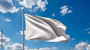 white flag waving on the blue sky