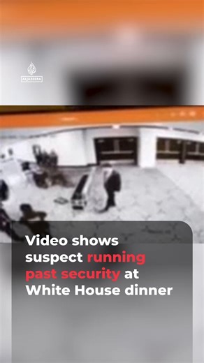 CCTV footage released by US President Donald Trump shows the shooting suspect running past a security checkpoint at the White House Correspondents’ Dinner in Washington, DC.