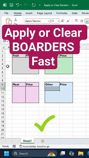 Fastest Way to Apply & Clear Borders in Excel #excel #excelwithbrainbell