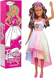 Barbie 28-inch Best Fashion Friend Unicorn Party Doll and Accessories, Brown and Pink Hair, Kids Toys for Ages 3 Up, Amazon Exclusive by Just Play