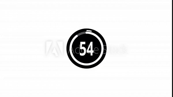 One minute countdown animation with transparent background, countdown timer from 0 seconds to 60 seconds, One minute countdown timer with alpha channel in 4k.