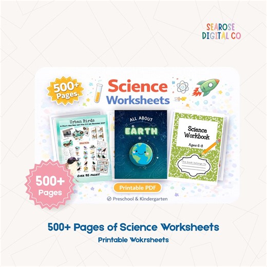 Science Worksheets Printable for Kids, Preschool & Kindergarten Learning Activities - Etsy
