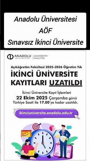 Anadolu Üniversitesi AÖF Sınavsız İkinci Üniversite Kayıtları Uzatıldı.